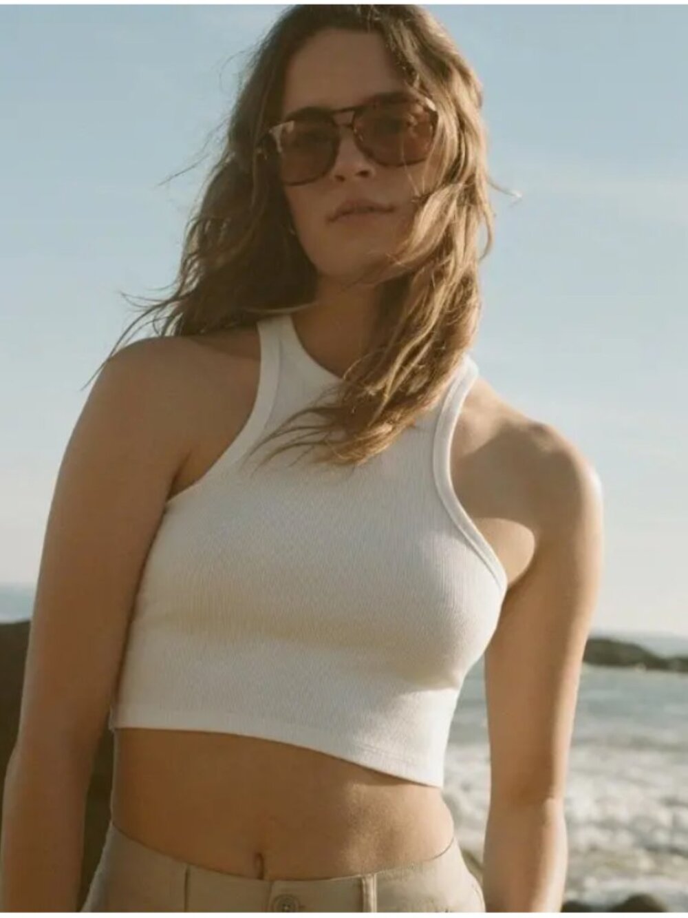 Abercrombie & Fitch Cropped Essential Scuba Tank - Sz S - White